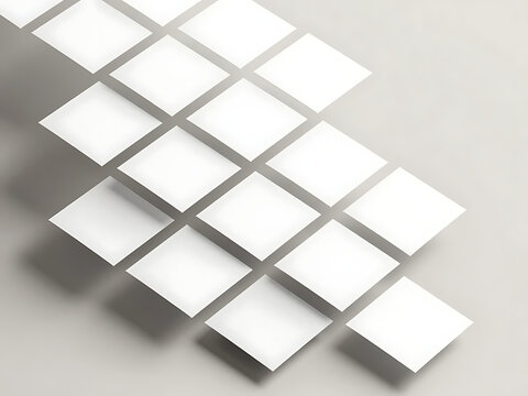 Isometric Grid of Empty White Square Mockups on Light Background