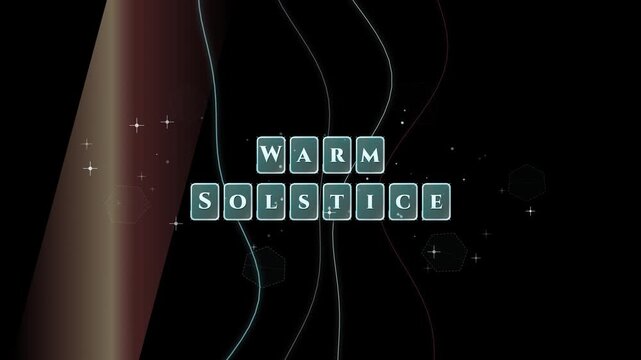 Warm solstice event with abstract visual design on black background