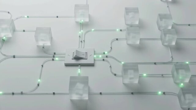 Abstract visual metaphor of blue-green software deployment routing