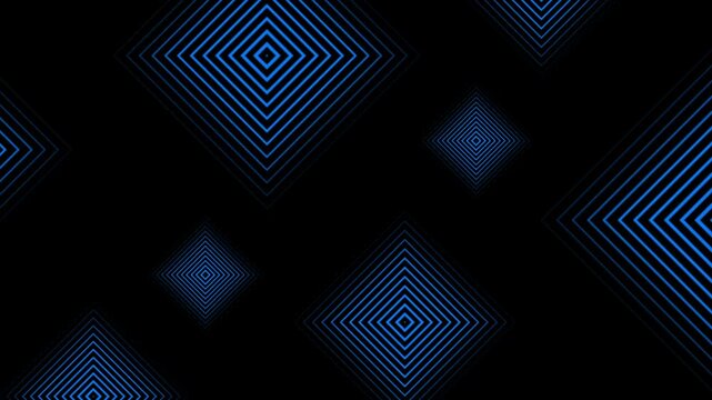 Animated royal blue color multiple square shapes with repeating parallel lines modern design black loop able geometrical background