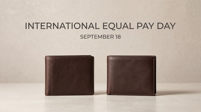 Two brown leather wallets for international equal pay day