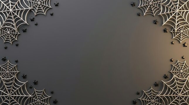 Dark Halloween Background with Spiders and Web Decor