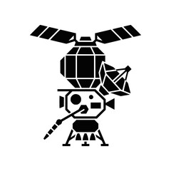 Minimalist Black Silhouette Icon of a Space Exploration Probe © Untung