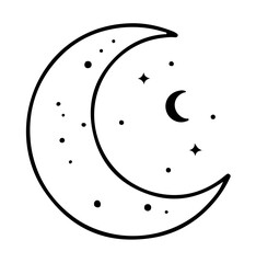 Celestial crescent moon illustration vector © Lethal_Sid