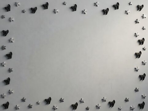 Halloween background with black cats and silver stars