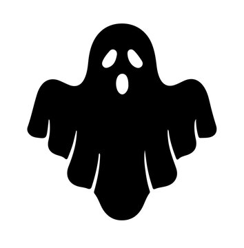 Spooky ghost silhouette vector icon with screaming face expression