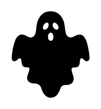 Spooky ghost silhouette vector icon with screaming face expression