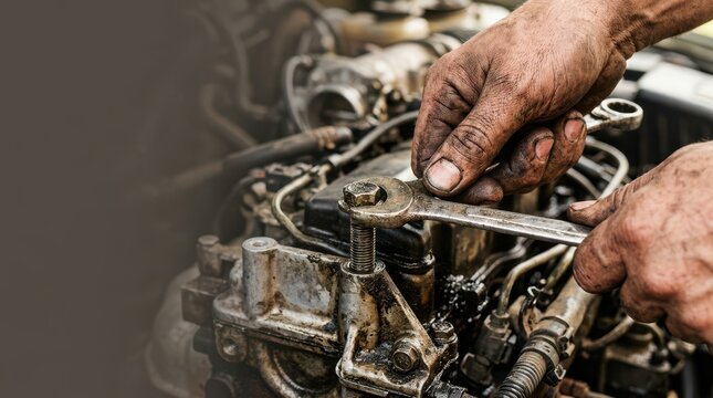 Mechanic adjusting car engine throttle body with hands