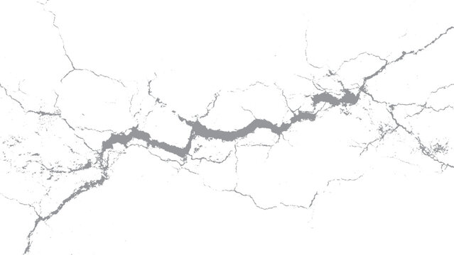 texture of old wall, a black and white vintage of cracked concrete scribble effect, Black jagged crack line on white background fissure. 