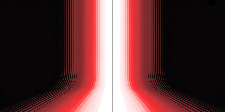 Abstract background, with vertical red, light stripes curving, at the bottom, creating a sense, of depth and, perspective view.