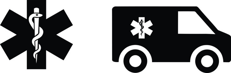 Medical ambulance icon with emergency star of life symbol © Tusher