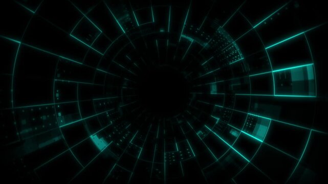 Animated royal blue color sci-fi big data 3d tunnel futuristic design dark technology background
