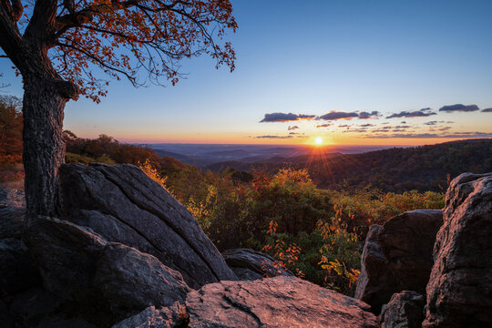 roadside sunrise, skyline drive, virginia