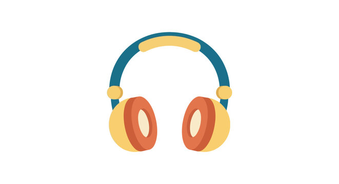 Flat vector illustration of headphones on a white background audio