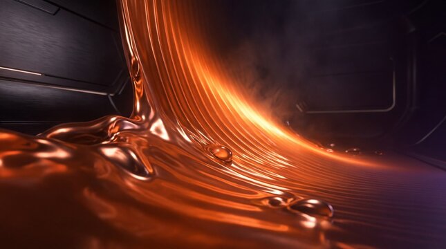 Molten Metal Flowing in Industrial Foundry Facility