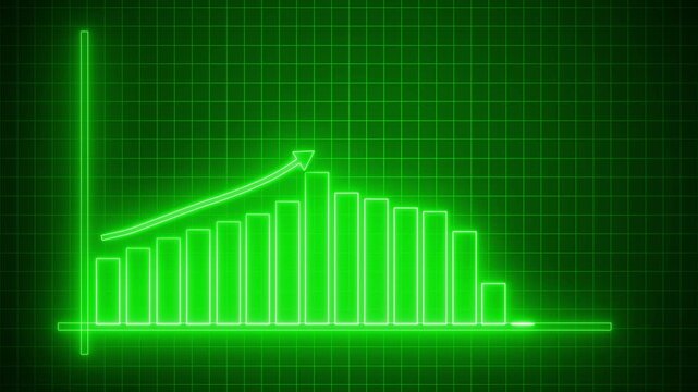 Neon glowing bar chart with peak and decline animation