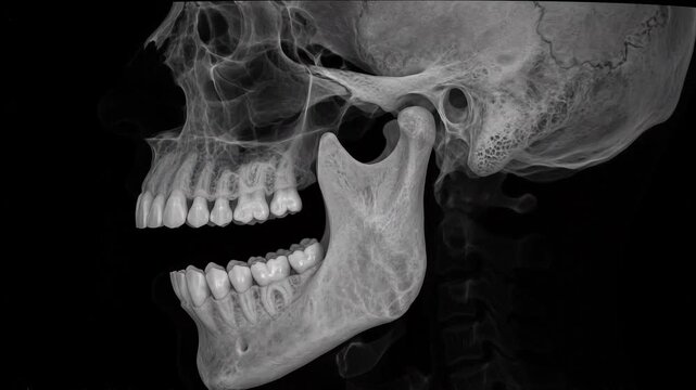 Dental X-ray of Human Skull Showing Teeth and Jaw Structure