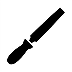 Fototapeta premium Black silhouette of a hand file tool isolated on a plain white background