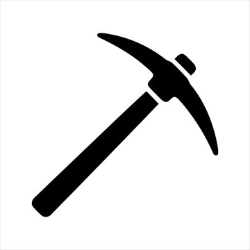 Black silhouette of a pickaxe isolated on a white background vector illustration
