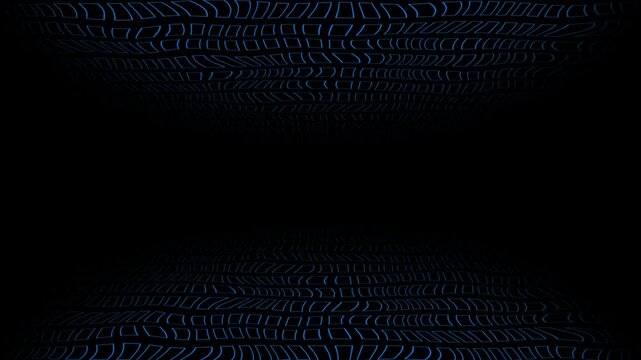 Animated royal blue color wavy rectangular shapes with 3d space modern design  geometrical black background