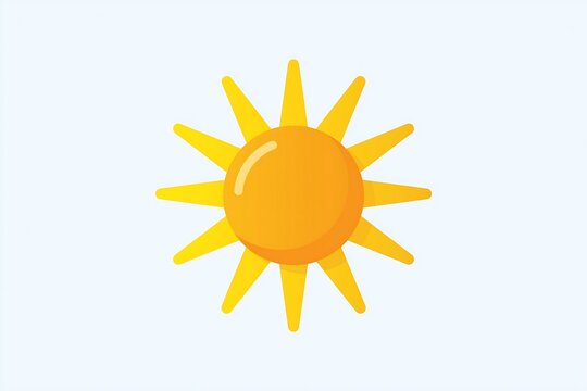 Sun icon (bright sun with rays), flat vector style, solid white background, clean and simple