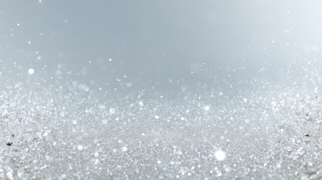 Silver christmas sparkle background with falling snow