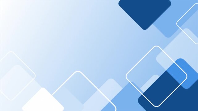 Animated royal blue color simple and classy square shapes gradient design loop able geometrical background
