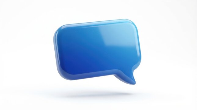 Glossy blue 3D speech bubble icon for messaging and digital communication platforms