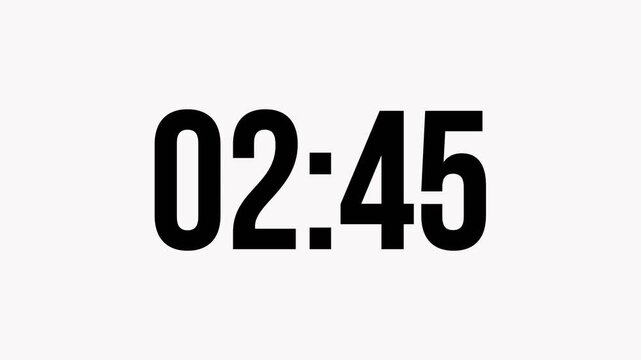 Countdown timer from 3 minutes to 0 minutes on clean white background