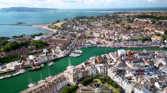 Aerial of Weymouth Beach - Dorset, UK	
