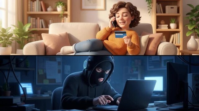 Phone Scam Social Engineering Concept &ndash; Online Fraud and Data Theft	