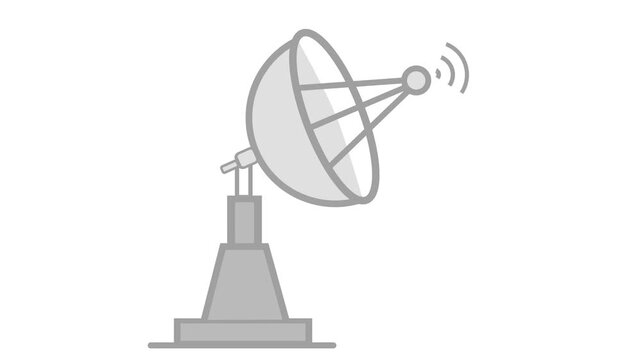 Satellite Dish Antenna Icon Sending Wireless Signal Animation
