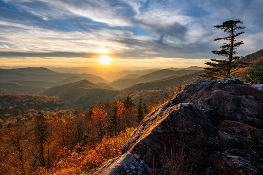 Scenic autumn view, Blue Ridge mountains, north carolina