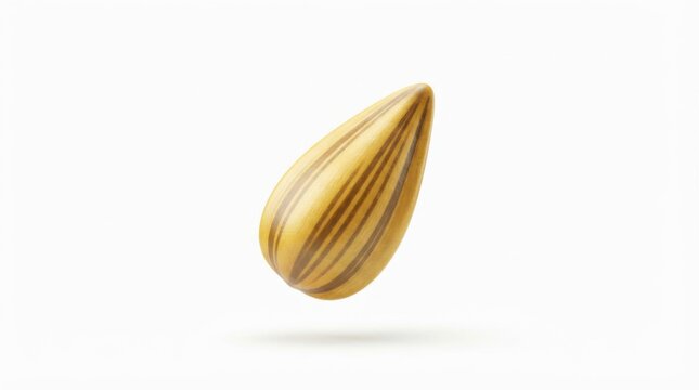 Single organic sunflower seed isolated on white background macro 3D render for healthy food and nutrition concepts