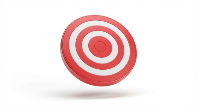 Red and white circular archery target icon isolated on white background for business goal setting and success concepts