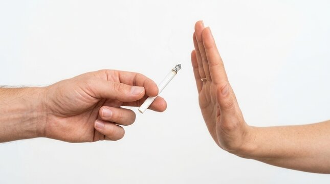 Rejecting Smoking Hand Gesture Symbolizing Health Choice And Stop Addiction