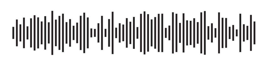 Obraz premium Black Audio Spectrum Sound Wave Bars PNG Transparent Background for Music Player, Radio Broadcast, Podcast and Digital Sound Effects