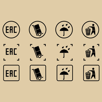 EAC Certification and Handling Icons Set