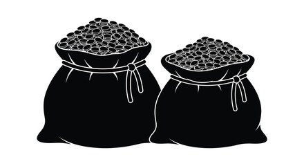 Two sacks filled with coins are shown as a black silhouette © AbulKalam
