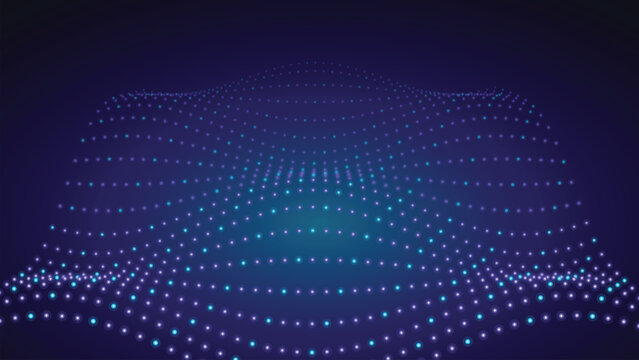 Futuristic digital wave background, glowing blue particle grid vector, abstract data visualization for technology and science