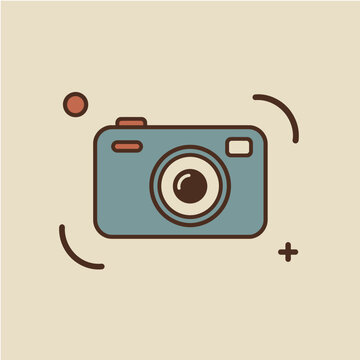 Minimalist Vintage Camera Flat Vector Illustration