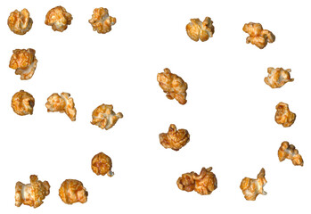Obraz premium Number 50 Made of Golden Caramel Popcorn Kernels Isolated on Transparent PNG Background for 50th Birthday Anniversary Party Invitation, Cinema Night Banner and 50% Off Discount Sale Promo