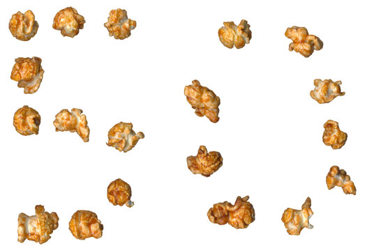 Number 50 Made of Golden Caramel Popcorn Kernels Isolated on Transparent PNG Background for 50th Birthday Anniversary Party Invitation, Cinema Night Banner and 50% Off Discount Sale Promo