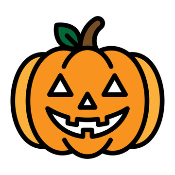 Halloween Pumpkin Jack o Lantern Monoline Vector Icon