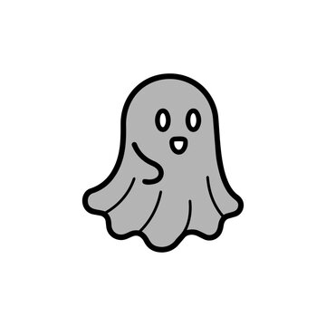 Cute Halloween Ghost Monoline Vector Icon