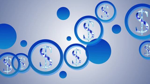 Dollar symbol circles on gradient background animation