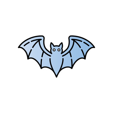 Cute Halloween Bat Monoline Vector Illustration