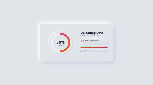 Neumorphic Data Upload Progress Bar Interface
