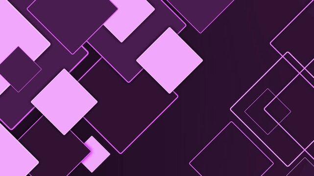 Abstract geometric background with overlapping squares on a dark gradient animation