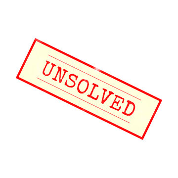 Red stamp with text unsolved isolated on white